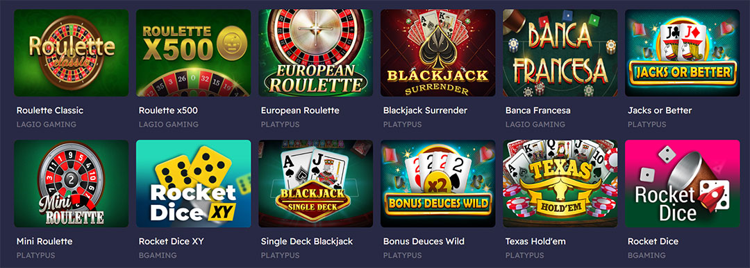 jeux de table peaches casino